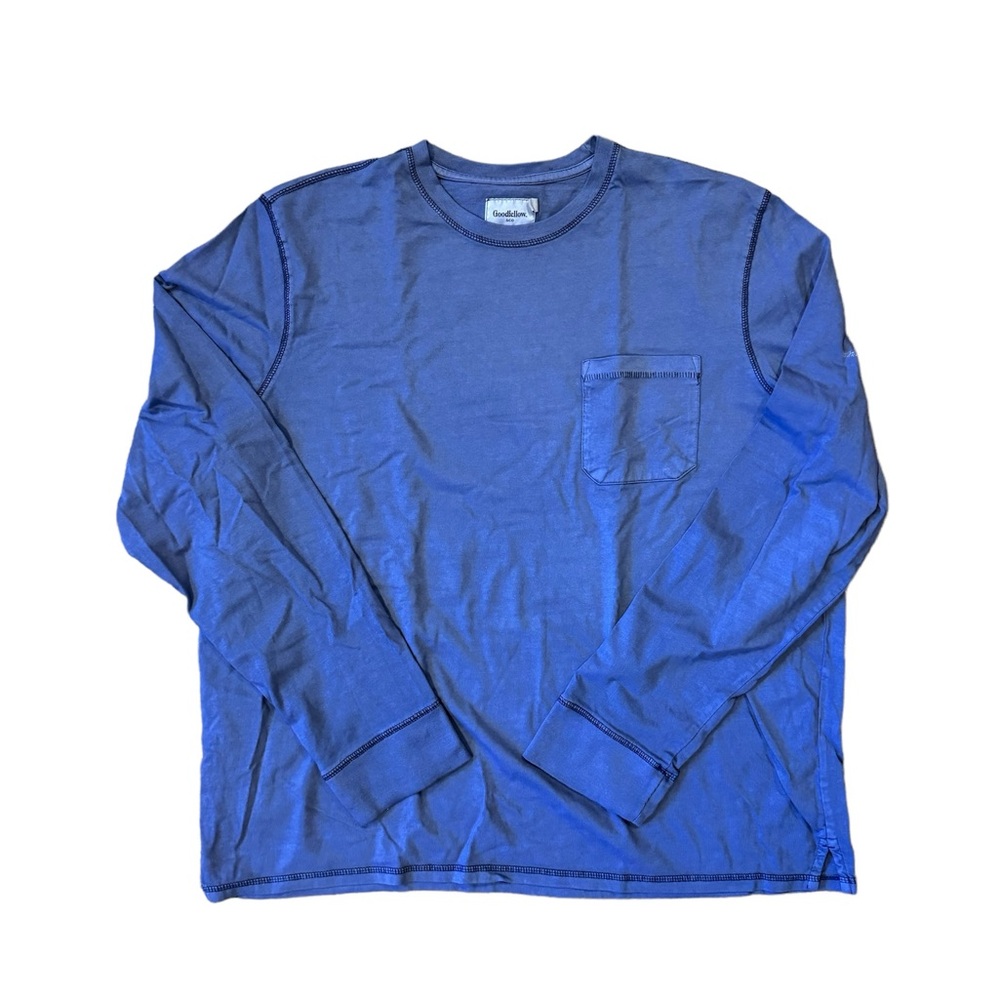 GOODFELLOW LS POCKET TEE - XXL - BLUE/PURPLE